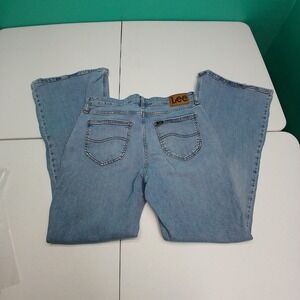Lee Jeans Women Light Wash Flare Denim Distressed Casual Pants Size 14M‎